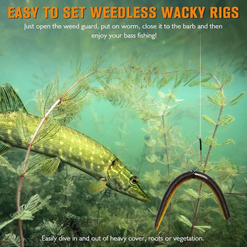 Dovesun Weedless Worm Hooks Wacky Rig Hooks Texas Rig Hooks 30PCS Professional V Bass Fishing Hooks for Freshwater Saltwater 1/0 2/0 3/0 - Image 4